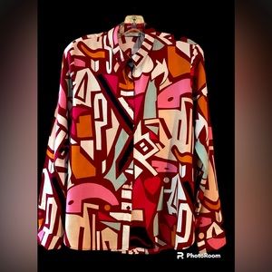 BIG DART BOLD PRINT BLOUSE - NWT